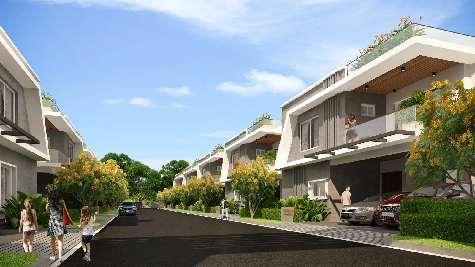 The entrance gate of Autumn Luxury Villas by Harivillu Homes at Thummaloor